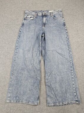 Gap Jeans Womens 14 Tall 32 Waist Blue Wide-Leg Baggy Mid Rise Relaxed